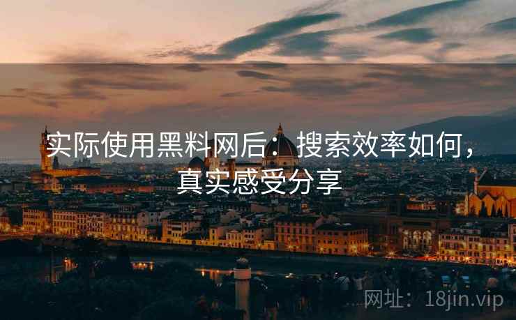 实际使用黑料网后:搜索效率如何,真实感受分享 第2张 实际使用黑料网后:搜索效率如何,真实感受分享 第2张